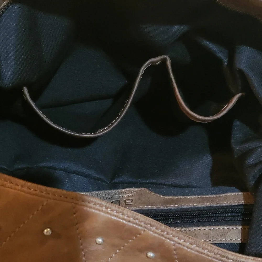 ABRO Vintage Hobo Taupe Leather Handbag